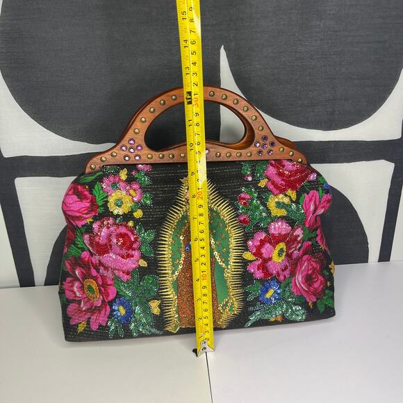 Isabella Fiore Virgin Mary Lady of Guadalupe Embroidered Beaded Bag Religious - Picture 5 of 12